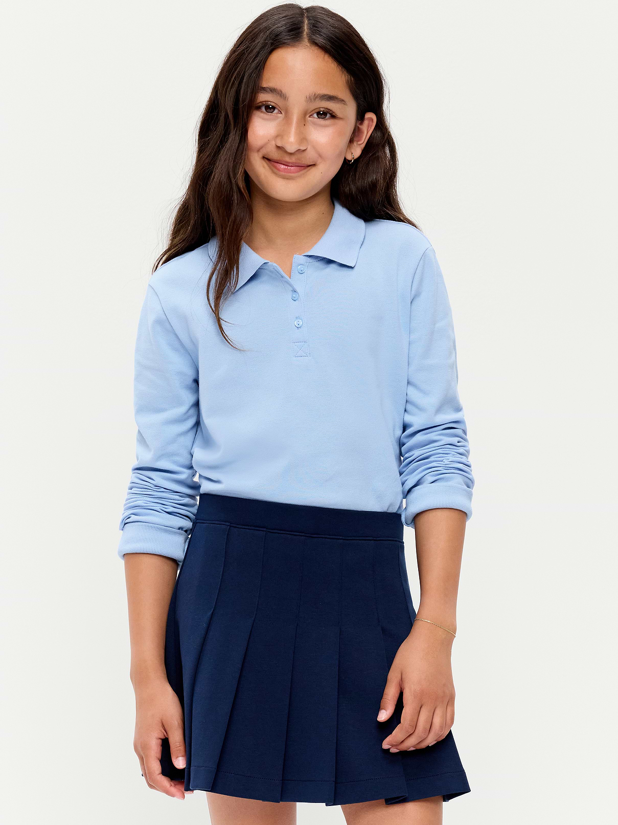 Image 1 of 4, Uniform Guarantee: Uniforms may be returned for a full refund with the original receipt for 365 days from the date of purchase., rib-knit collar, long sleeves, three-button placket, vented sides at hem, online exclusive, Product #581569