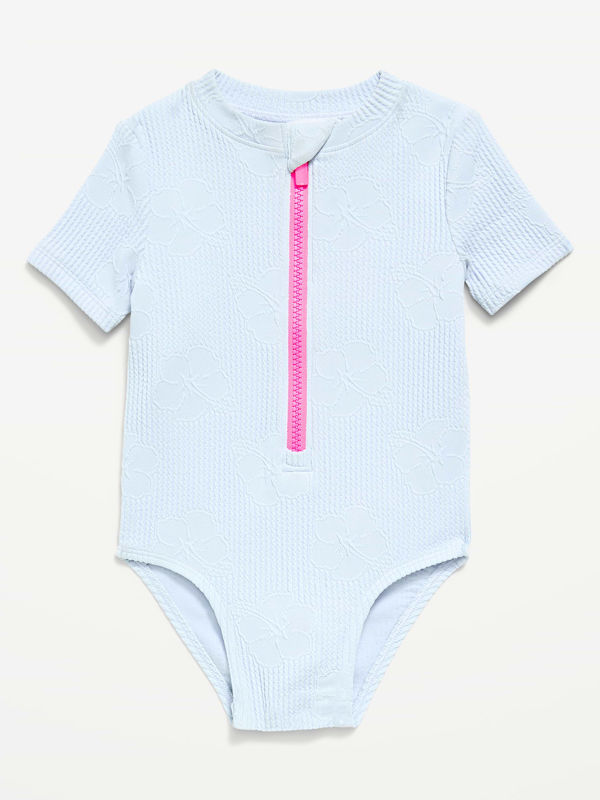 Image number 1 showing, Textured Zip-Front Rashguard One-Piece Swimsuit for Toddler Girls