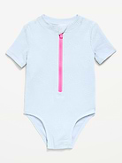 Image number 1 showing, Textured Zip-Front Rashguard One-Piece Swimsuit for Toddler Girls