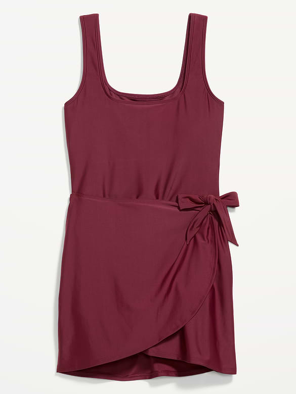 Matte Side-Tie Swim Dress