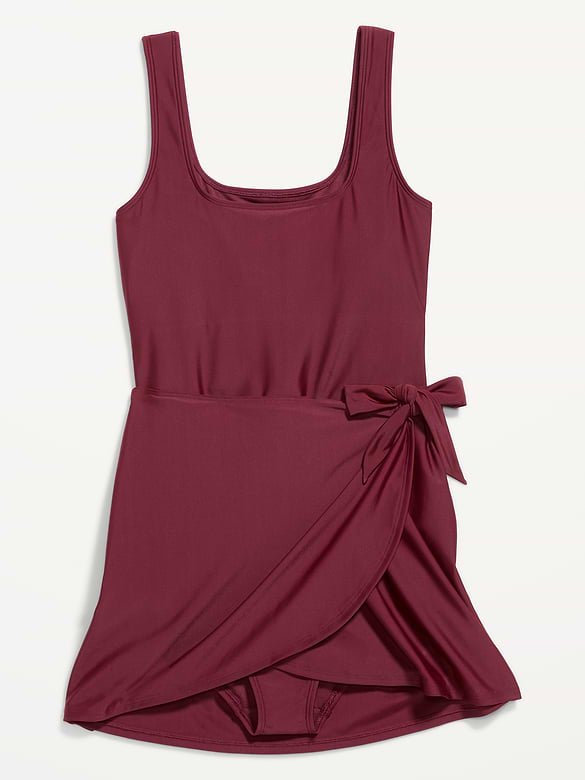 Matte Side-Tie Swim Dress