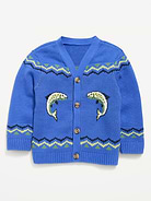 Image number 1 showing, Oversized Graphic Cardigan Sweater for Toddler Boys