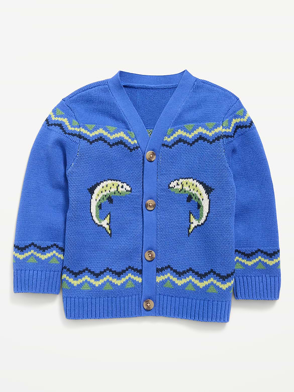 Oversized Graphic Cardigan Sweater for Toddler Boys