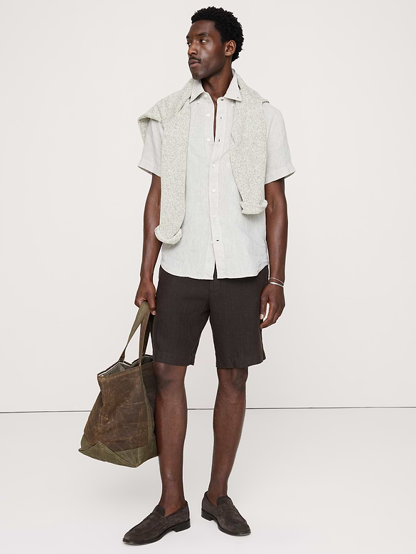 Chemise standard à manches courtes en lin