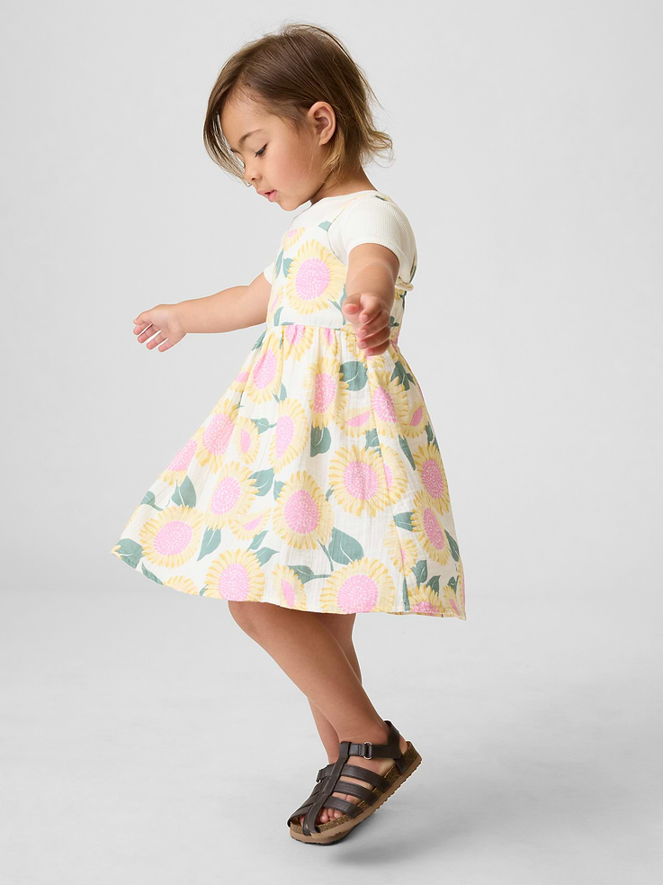 Image number 2 showing, Baby & Toddler Cotton Gauze Sunflower Dress