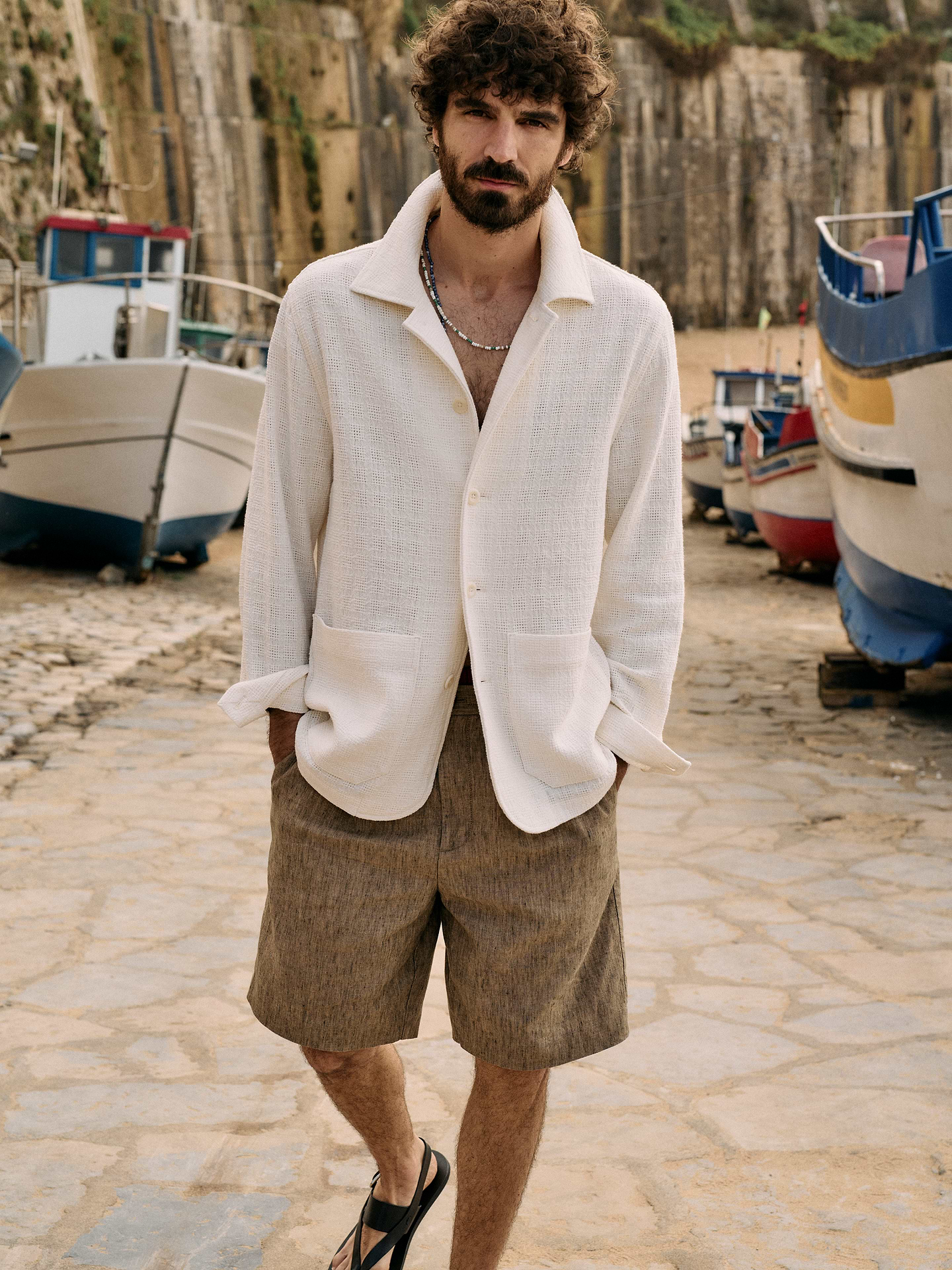 L'image numéro 8 présente Veste-chemise en tissu à effet natté