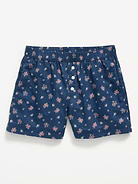 Image number 1 showing, Printed Poplin Boxer Shorts for Girls