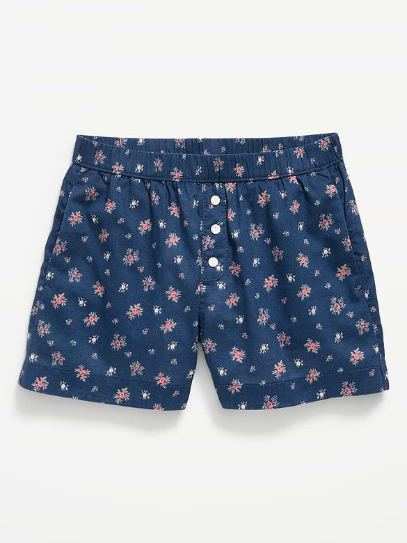 Short boxeur en popeline à motif pour fille