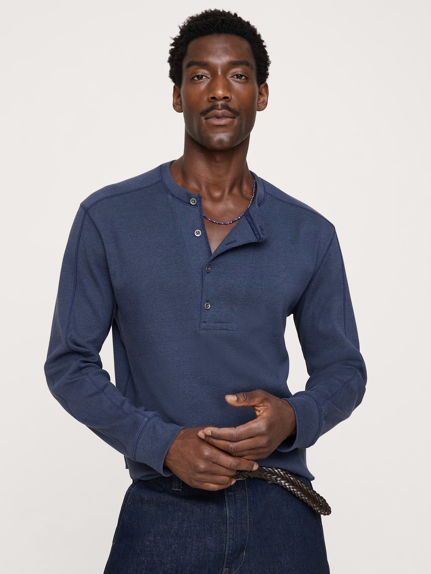 Image number 1 showing, Ribbed Cotton Henley T-Shirt