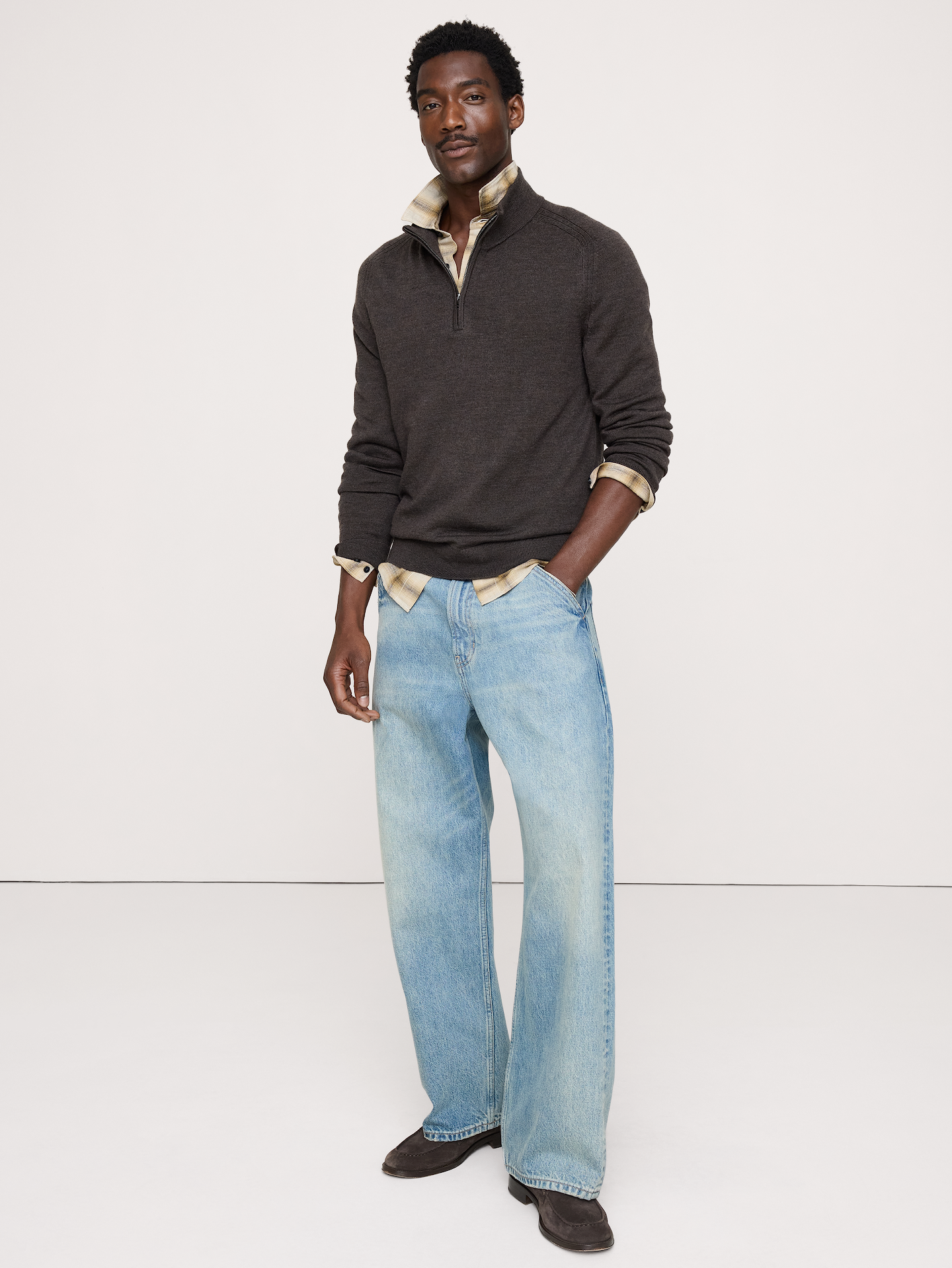 Image number 3 showing, Merino Quarter-Zip Sweater
