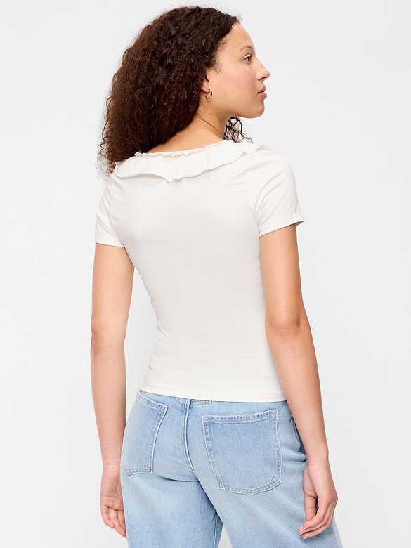 Lettuce-Edge Scoop-Neck Top