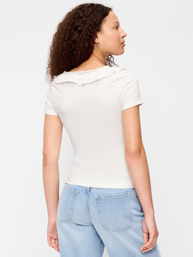 Image number 2 showing, Lettuce-Edge Scoop-Neck Top