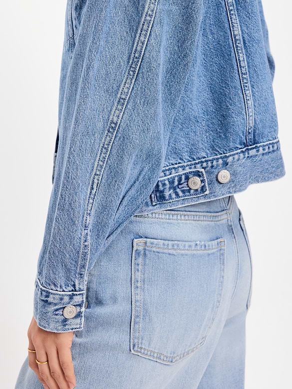 Embroidered Cropped Denim Jacket