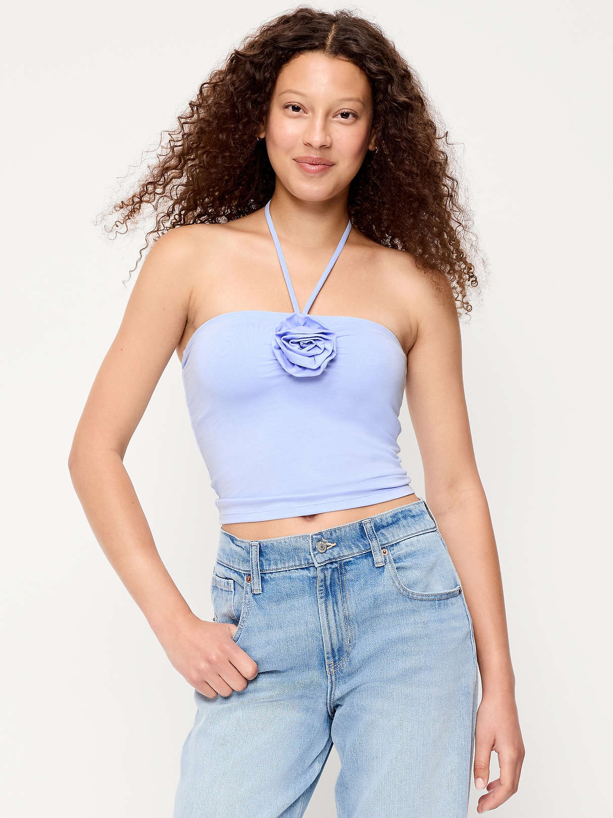 Tie-Neck Rosette Tube Top | Old Navy