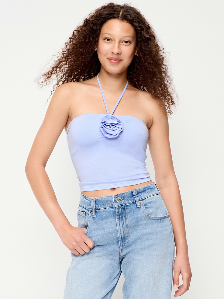 L'image numéro 1 présente Bustier à col écharpe à rosette