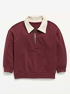 Image number 1 showing, Oversized Collared French Terry Quarter-Zip for Toddler Boys