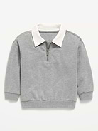 Image number 1 showing, Oversized Collared French Terry Quarter-Zip for Toddler Boys