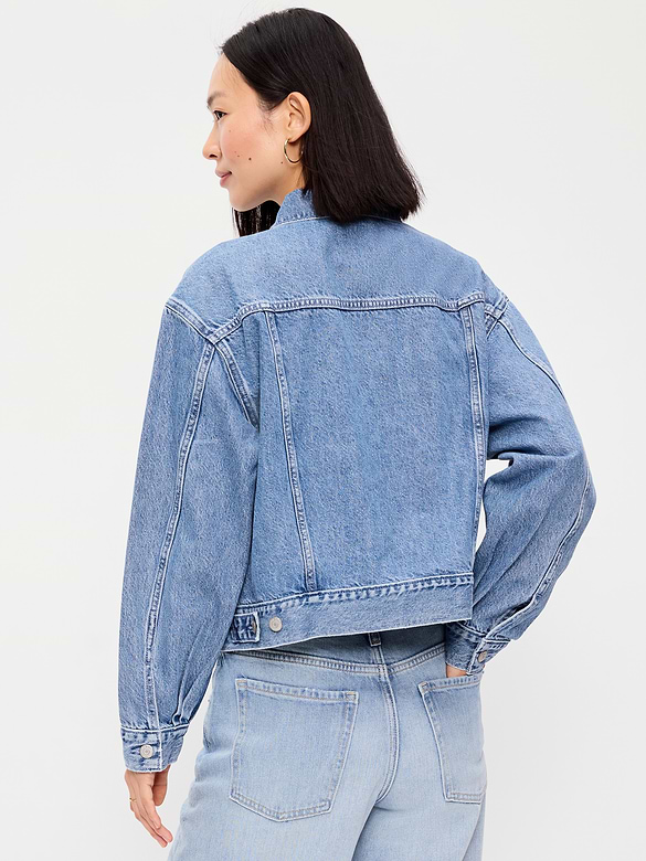 Embroidered Cropped Denim Jacket