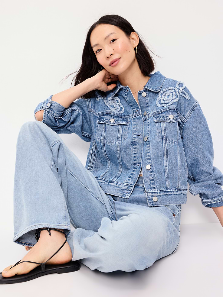 Image number 3 showing, Embroidered Cropped Denim Jacket
