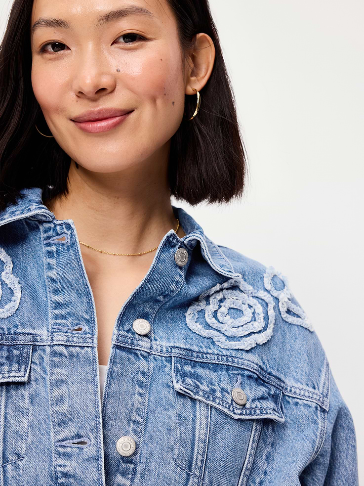 Image number 4 showing, Embroidered Cropped Denim Jacket