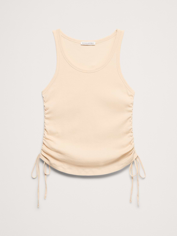 Airy Cotton Ruched Drawstring Tank