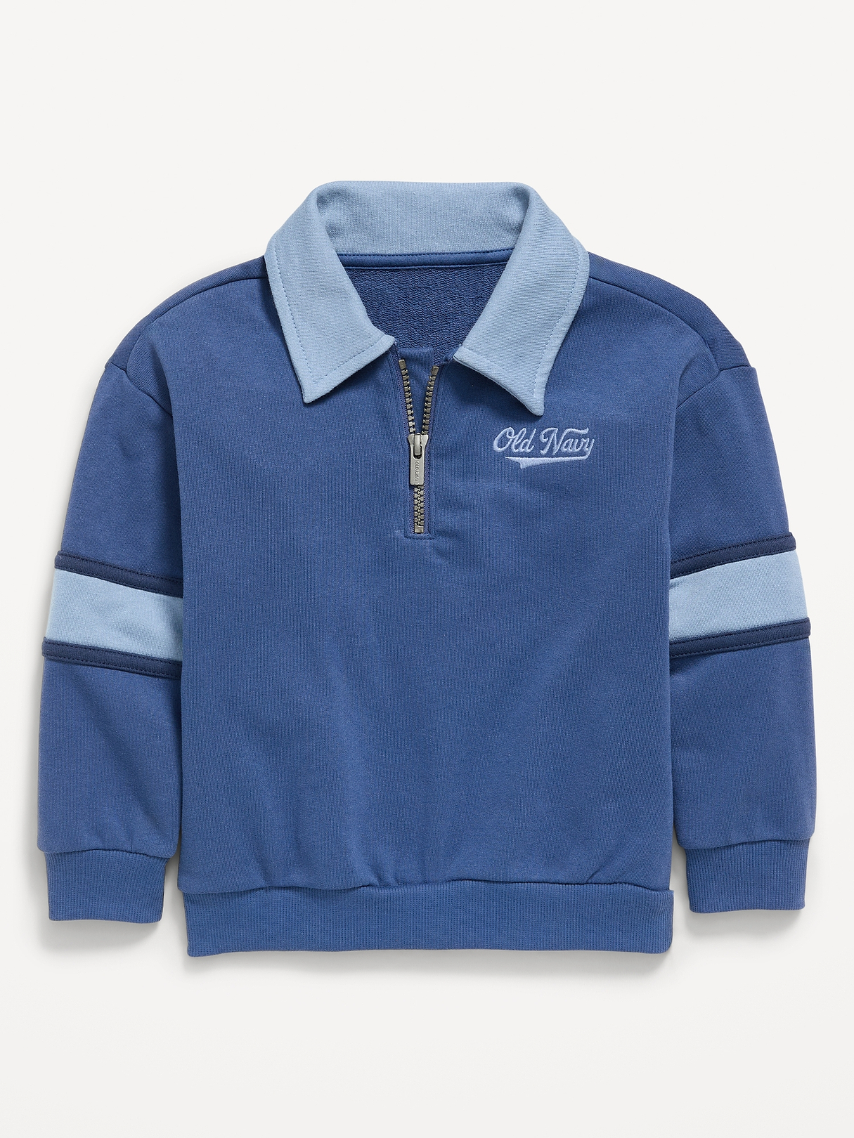 Oversized Logo Graphic Collared French Terry Quarter-Zip for