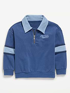 Image number 1 showing, Oversized Logo Graphic Collared French Terry Quarter-Zip for Toddler Boys