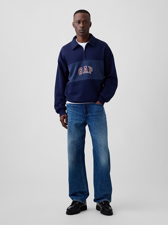 Oversized Gap Logo Quarter-Zip Sweatshirt