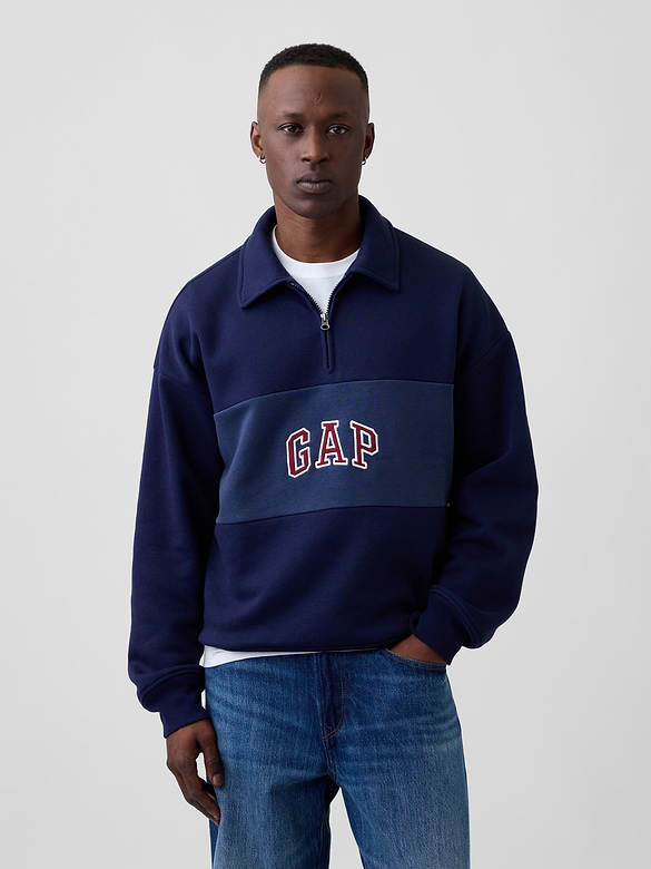 Oversized Gap Logo Quarter-Zip Sweatshirt
