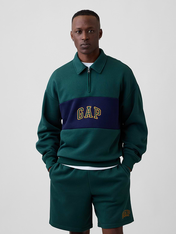 Oversized Gap Logo Quarter-Zip Sweatshirt