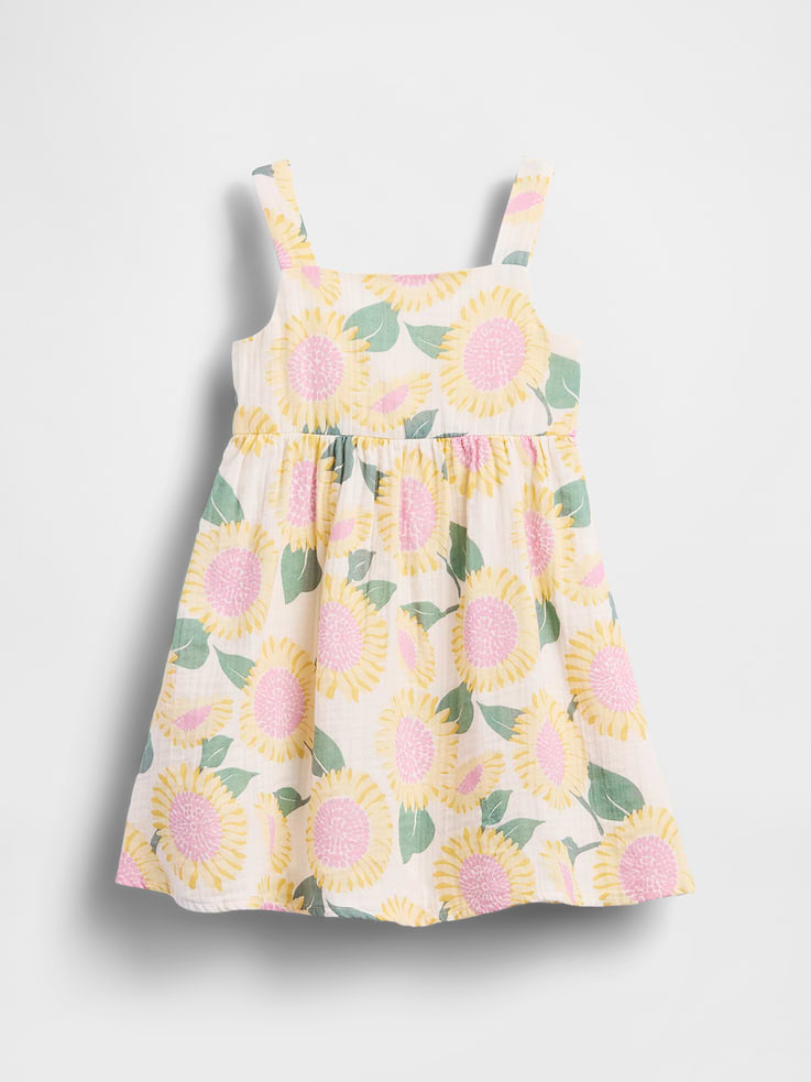 Image number 1 showing, Baby & Toddler Cotton Gauze Sunflower Dress