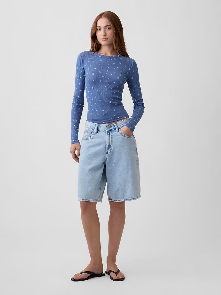 Image number 3 showing, Essential Ribbed Pointelle T-Shirt