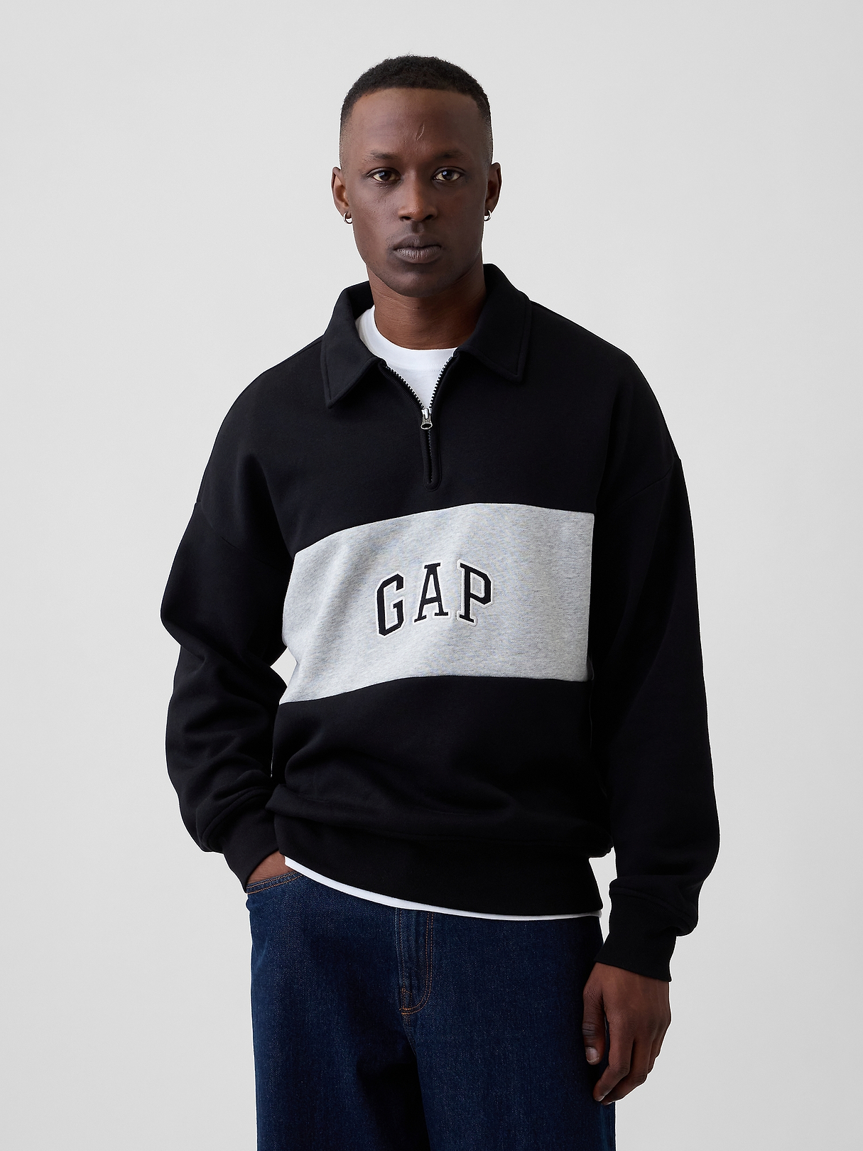 Oversized Gap Logo Quarter-Zip Sweatshirt | Gap Factory