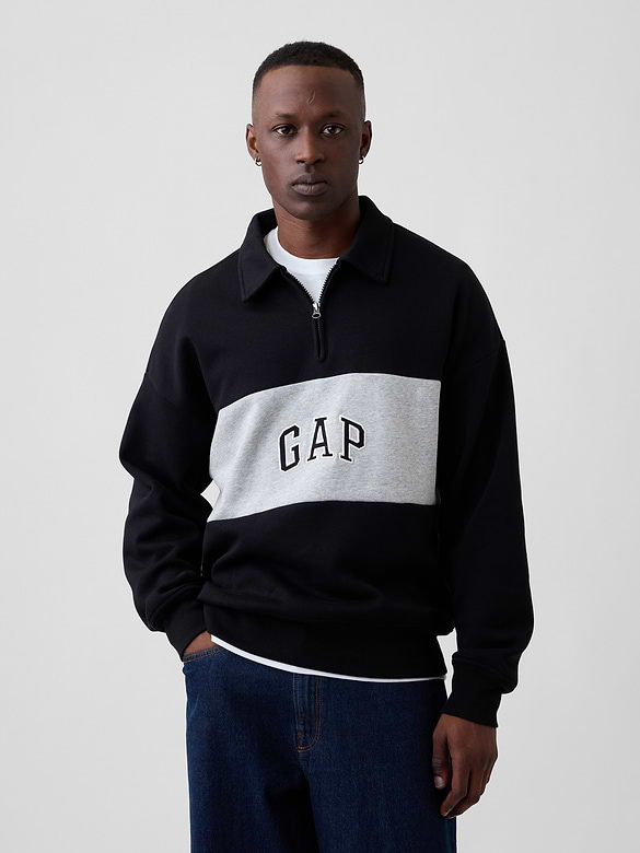 Oversized Gap Logo Quarter-Zip Sweatshirt