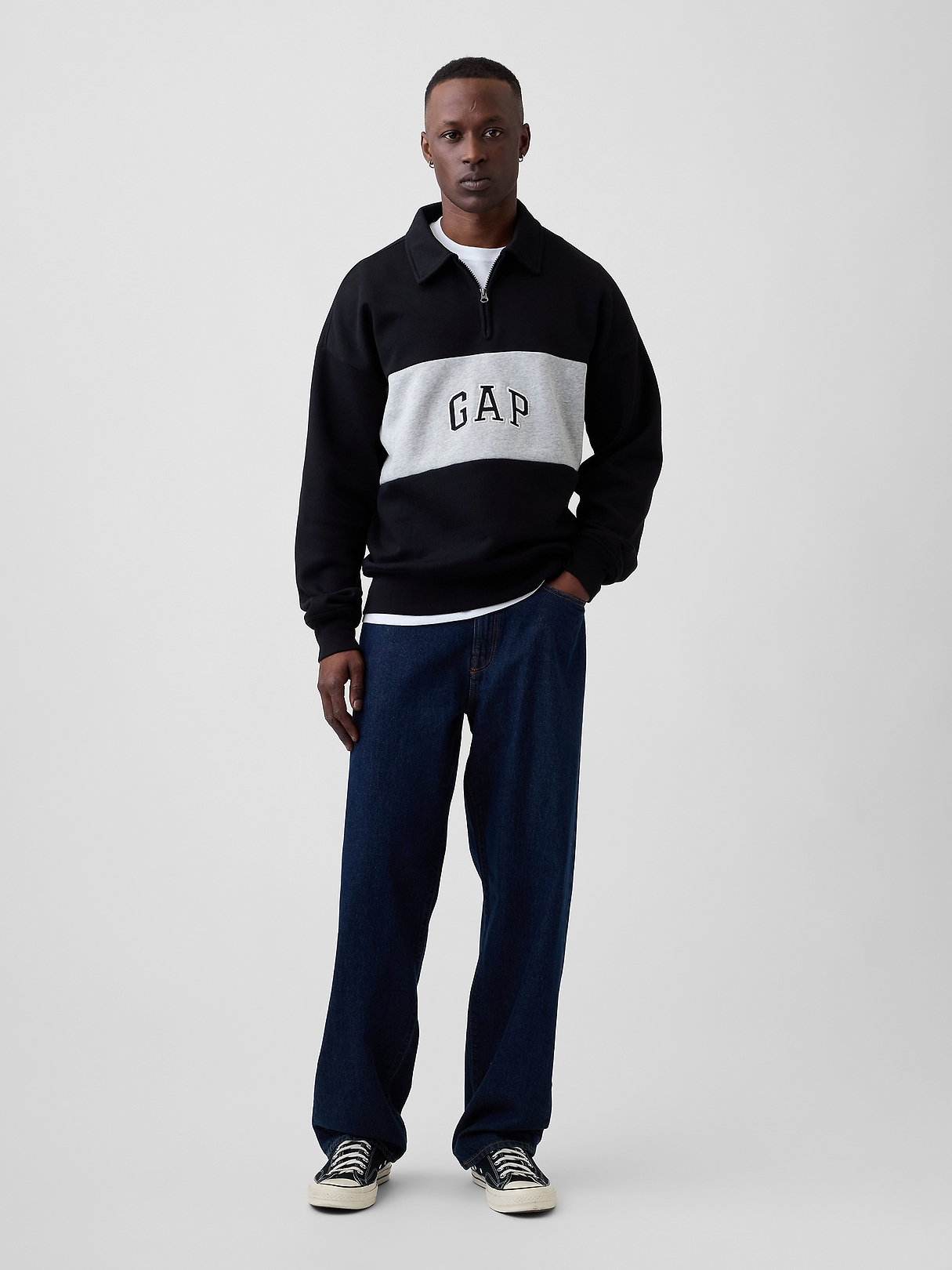 Oversized Gap Logo Quarter-Zip Sweatshirt | Gap Factory