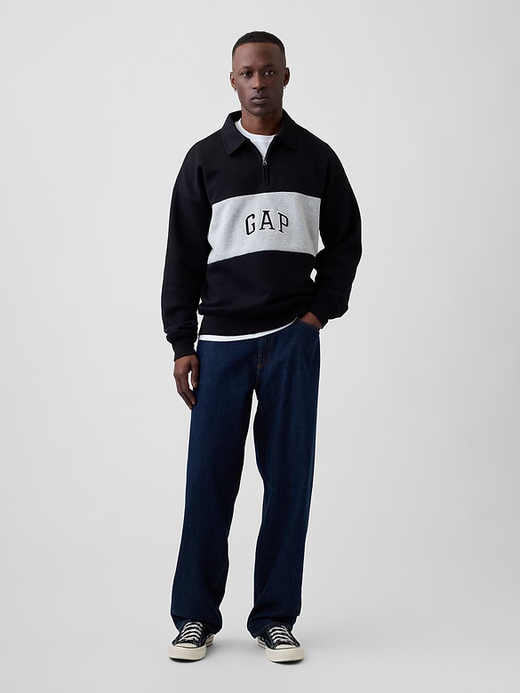 Oversized Gap Logo Quarter-Zip Sweatshirt
