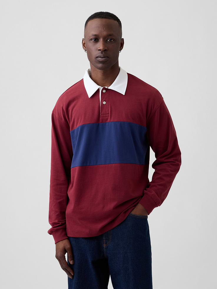 Image number 1 showing, Boxy Colorblock Rugby Polo Shirt
