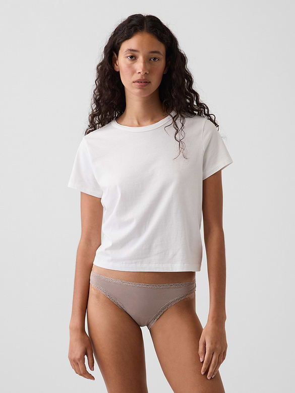 SoftMade Organic Stretch Cotton Lace-Trim Bikini
