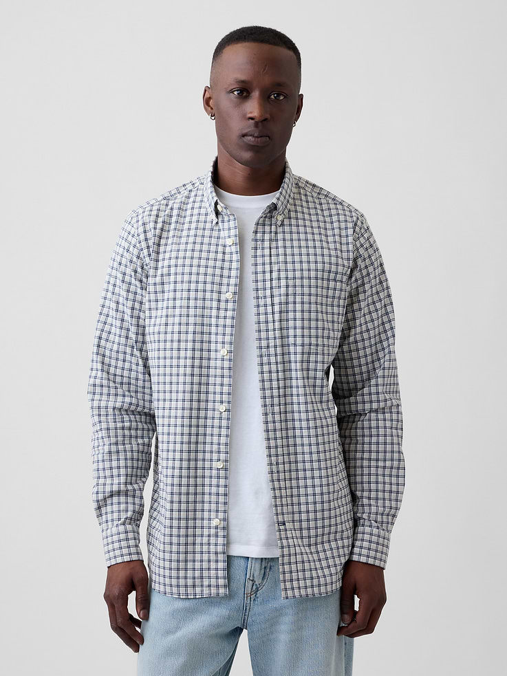 Image number 1 showing, Stretch Poplin Shirt in Standard Fit