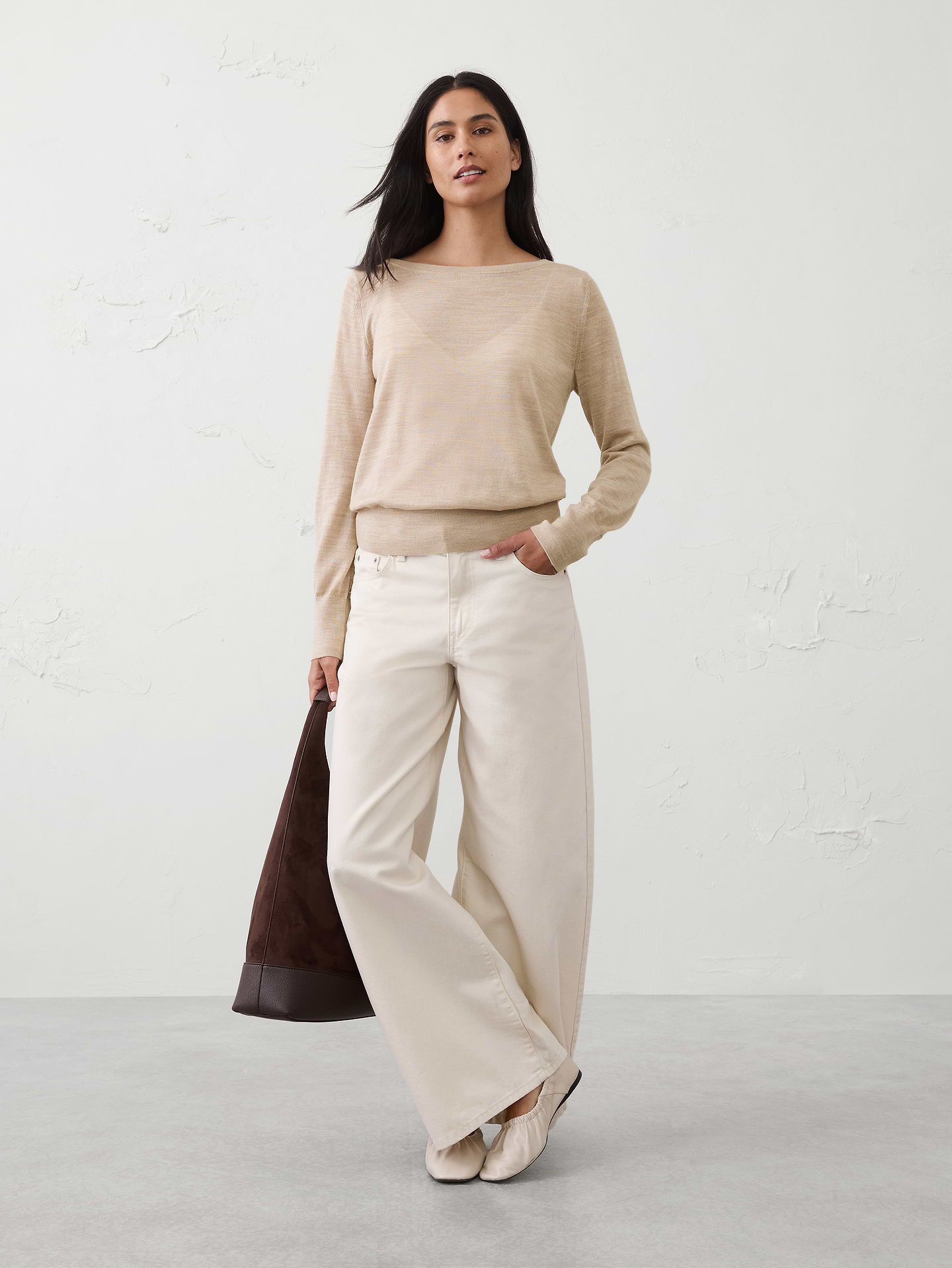 Image number 1 showing, Merino Wool Boat-Neck Sweater