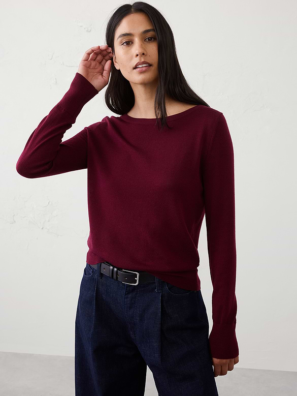Merino Wool Boat-Neck Sweater