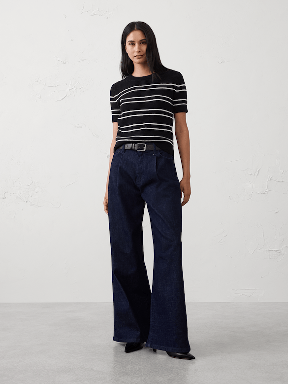 Cotton Striped Ribbed Textured Sweater
