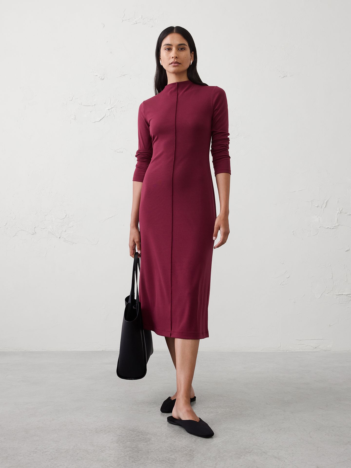Image number 1 showing, Cozy Ribbed Knit Midi Dress