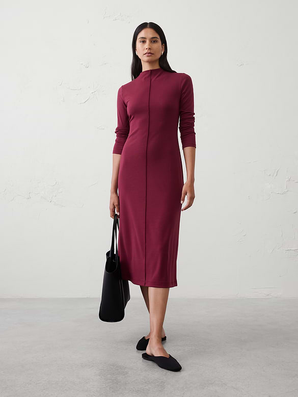 Cozy Ribbed Knit Midi Dress