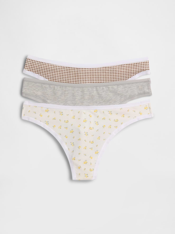 Image number 1 showing, Organic Stretch Cotton Thong (3-Pack)