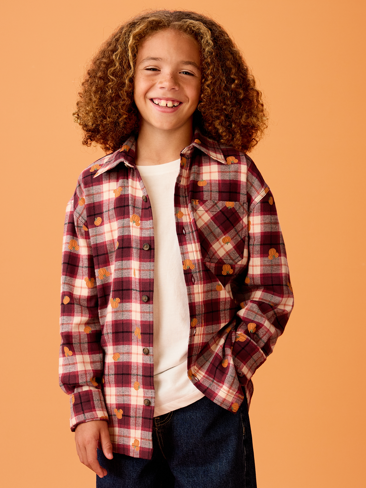 Image number 1 showing, Old Navy x Disney Mickey Mouse Oversized Flannel Gender-Neutral Shirt for Kids