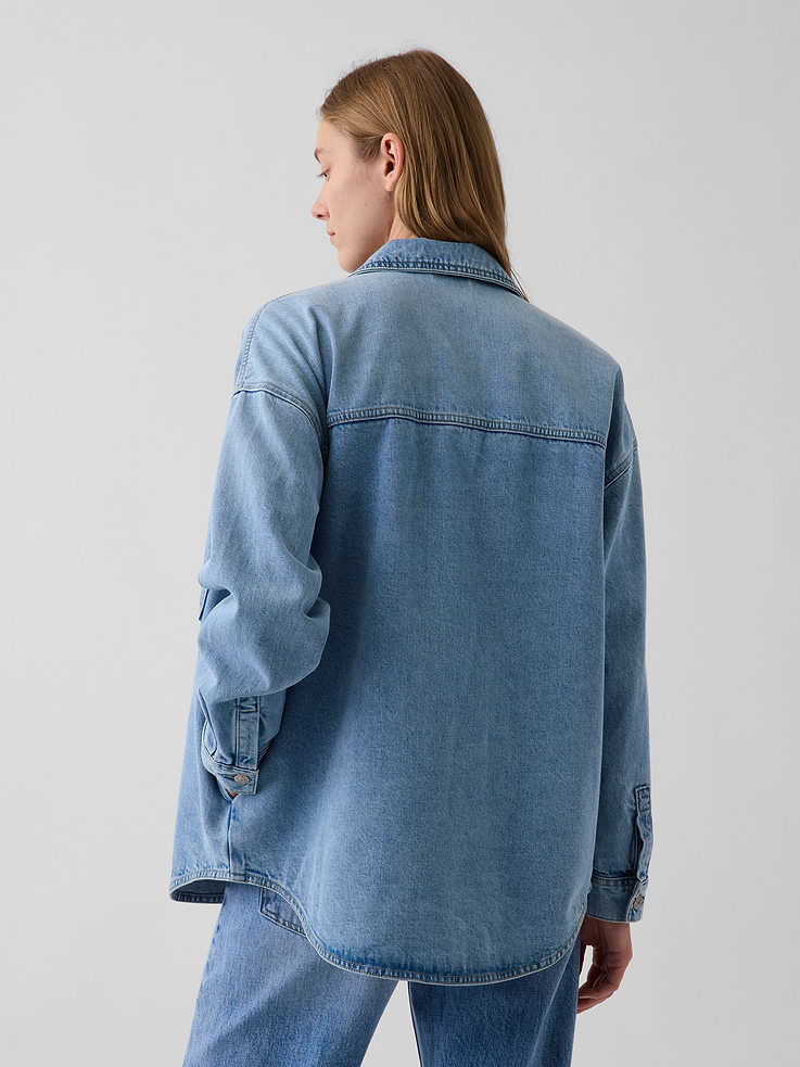 Image number 3 showing, Denim Oversized Shirt Jacket