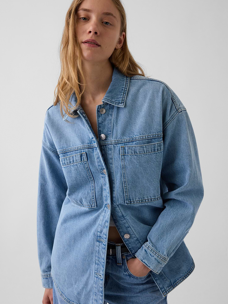 Image number 4 showing, Denim Oversized Shirt Jacket