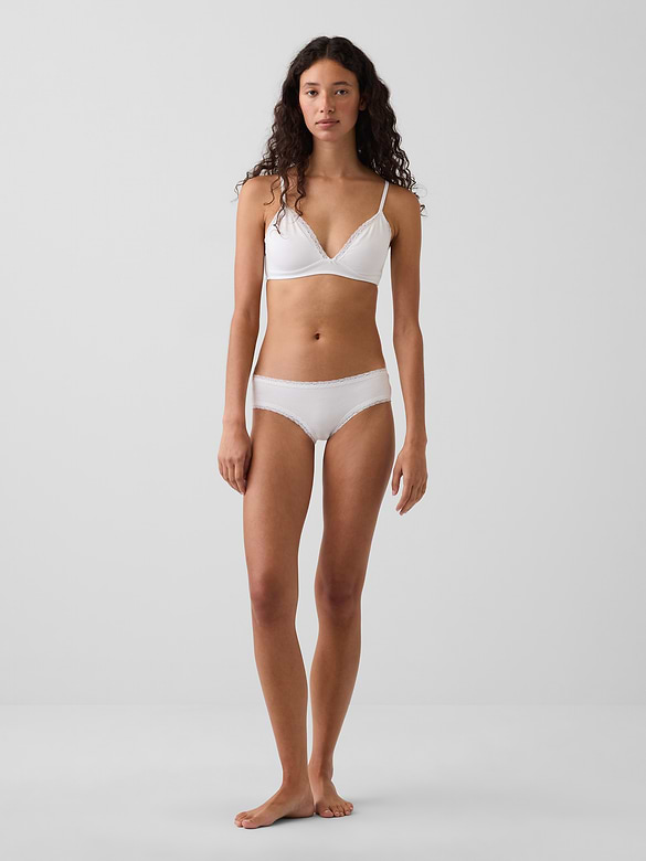 SoftMade Organic Stretch Cotton Lace-Trim Cheeky Hipster