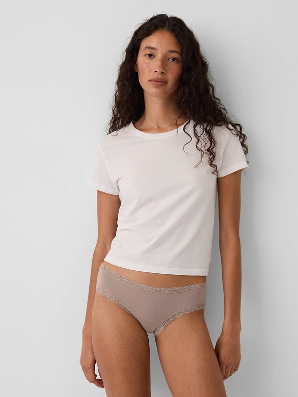 SoftMade Organic Stretch Cotton Lace-Trim Cheeky Hipster